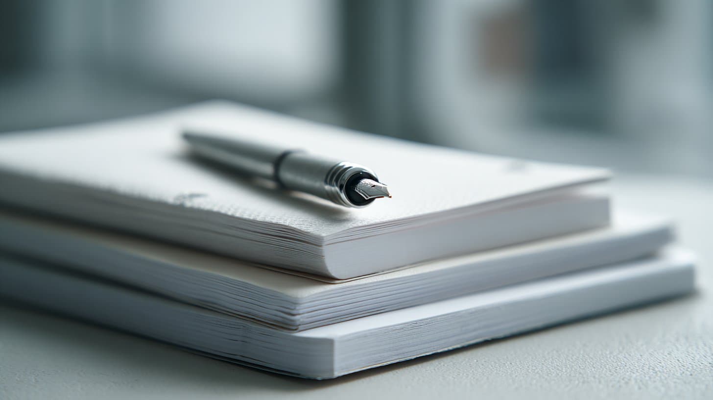 Clinical research notebooks and pen